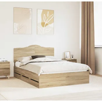 Postel vidaXL Rám postele s čelo Sonoma dub 140 x 190 cm Inženýrské dřevo [3413410]