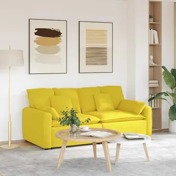 Pohovka vidaXL Modulární pohovka s polštáři [3321117] Barva: Světle žlutá