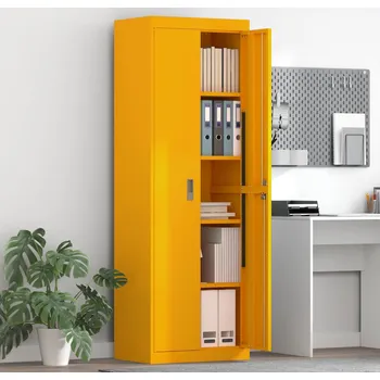 Zásuvkový kontejner vidaXL Úložná skříňka 2 pcs Hořčicově žlutá 60 x 40 x 180 cm Ocel [3406199]