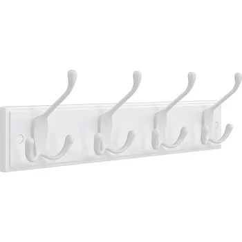 Věšák SONGMICS Nástěnný věšák bílý, trojité háčky 11 × 40 × 7 cm