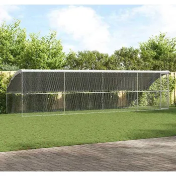 klec pro psa vidaXL Psí kennel s úložištěm 4 pcs Stříbrná 8 x 2 x 2 m Ocel [3368330]