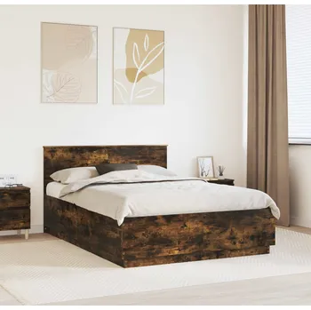 Postel vidaXL Rám postele s čelo Kouřový dub 150 x 200 cm kompozitní dřevo [3408065]