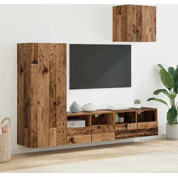 Obývací stěna vidaXL Nábytkové stěny pro TV 4 pcs Staré dřevo kompozitní dřevo [3402779]