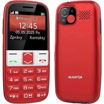 Mobilní telefon ALIGATOR A775 Senior červený + stolní nabíječka