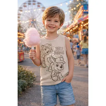 Chlapecké tričko Eplusm Chlapecké letní tílko TLAPKOVÁ PATROLA béžové Béžová, Velikost: 98/104 98/104