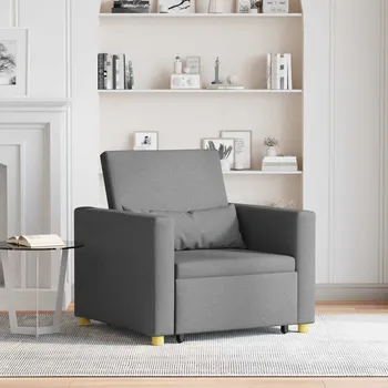 Křeslo vidaXL Rozkládací pohovka - jednolůžková Tmavě šedá 90 x 165 x 87 cm [42002685]