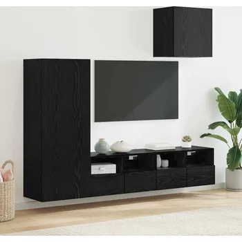 Obývací stěna vidaXL Nábytkové stěny pro TV 4 pcs Černý dub kompozitní dřevo [3402781]