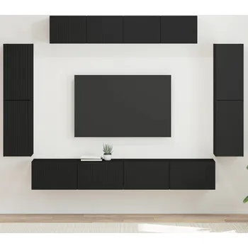 Obývací stěna vidaXL Televizní skříň 8 pcs Černá [3409142]