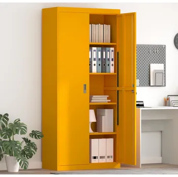 Zásuvkový kontejner vidaXL Úložná skříňka 2 pcs Hořčicově žlutá 90 x 40 x 200 cm Ocel [3406175]