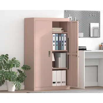 Zásuvkový kontejner vidaXL Úložná skříňka 2 pcs Růžová 80 x 40 x 140 cm Ocel [3406179]