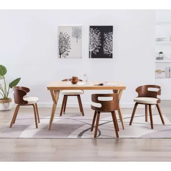 Jídelní židle vidaXL Jídelní židle 4 ks černé ohýbané dřevo a umělá kůže [270041] Barva: krémová a tmavě hnědá