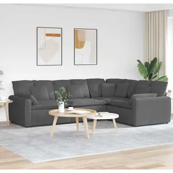 Pohovka vidaXL Modulární pohovka s polštáři manšestrová tkanina [3321168] Barva: Tmavě šedá