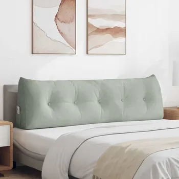 vidaXL Polštář na záda Světle šedá 160 x 24 x 50 cm samet [42014545]