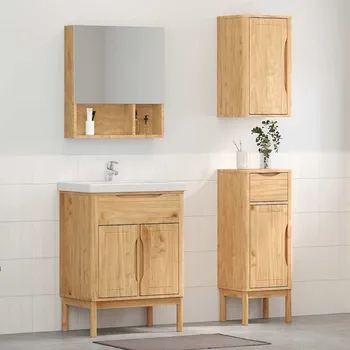 Koupelnový nábytek vidaXL Sada koupelnového nábytku se zásuvkou 3 pcs Voskově hnědá [3385883]