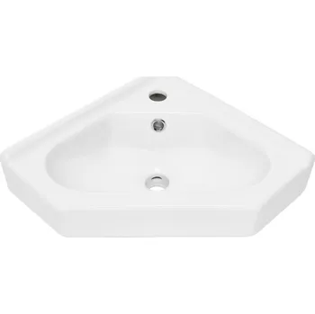 Swiss aqua technologies Rohové umyvadlo SAT B-Way 55x38,5 cm otvor pro baterii uprostřed SATBW5538