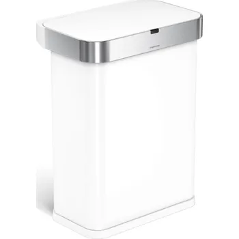 Simplehuman bezdotykový odpadkový koš SENSOR 58 L hlasové ovládání bílá ocel ST2049