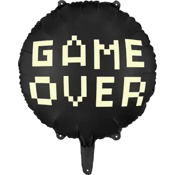 Balónek Party Deco Balón foliový s nápisem GAME OVER - Game - Rozlučka se svobodou - Pixel Minecraft- 45 cm