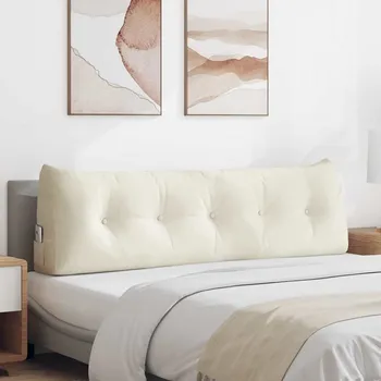 vidaXL Polštář na záda Krémová 160 x 24 x 50 cm samet [42014554]
