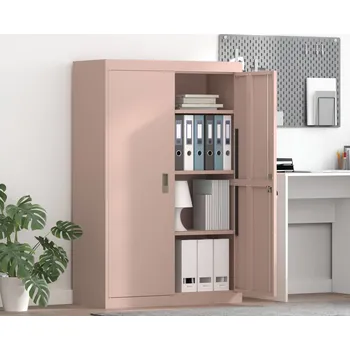 Zásuvkový kontejner vidaXL Úložná skříňka 2 pcs Růžová 90 x 40 x 140 cm Ocel [3406161]