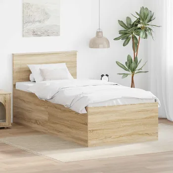 Ložnice vidaXL Rám postele s čelo Sonoma dub 90 x 190 cm kompozitní dřevo [3408615]