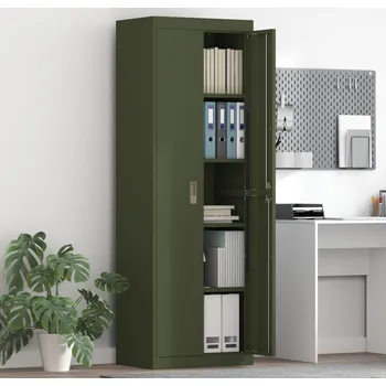 Zásuvkový kontejner vidaXL Úložná skříňka 2 pcs Olivově zelená 60 x 40 x 180 cm Ocel [3406200]