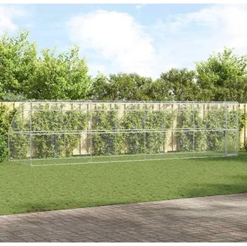 klec pro psa vidaXL Psí kennel s úložištěm 4 pcs Stříbrná 8 x 2 x 2 m Ocel [3368338]