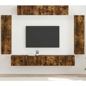 Obývací stěna vidaXL Televizní skříň 8 pcs Kouřový dub [3409146]