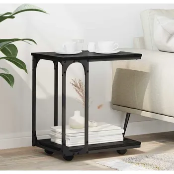 Konferenční stolek vidaXL Boční stůl s kolem Černý dub 50 x 35 x 55.5 cm kompozitní dřevo [881179]