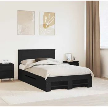 Postel vidaXL Rám postele s čelo Černá 137 x 203 cm kompozitní dřevo [3408768]