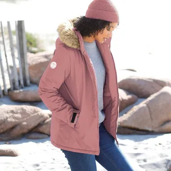 Dámská parka Nepromokavá parka na zip, s odepínací kapucí šedorůžová 46