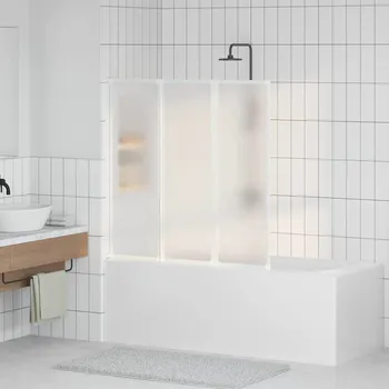 vidaXL Koupelná zástěna Mléčné 120 x 117 cm Hliník & PP panel [42023504]