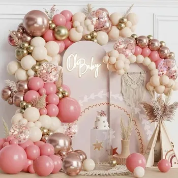 Dřevěná hračka Balónková girlanda růžové zlato, balení 128 kusů retro růžové růžové zlato balónková girlanda,