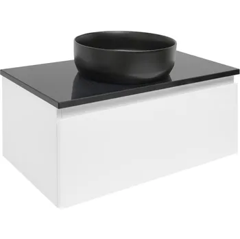 Ložnice Swiss aqua technologies Koupelnová skříňka SAT B-WAY 79x30x45 cm bílá lesk s krycí deskou v černé barvě BWAY80WTK