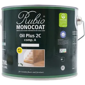 barva a nátěr na dřevo Rubio Monocoat Oil Plus 2C probarvený olej - složka A Velikost balení: 2,75L, Barevný odstín: Oil Plus 2C - Super White