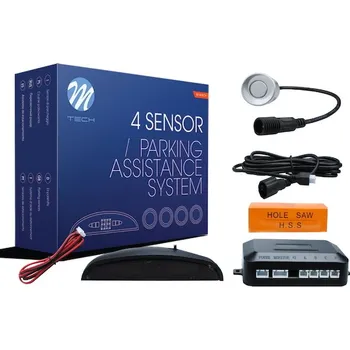 Autodoplněk Parkovací asistent s digitálním displejem, zadní, stříbrný, prům. senzorů 21,5 mm