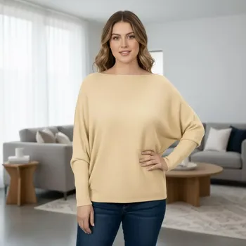 Dámský svetr Dámský žlutý svetr Megy s netopýřím rukávem