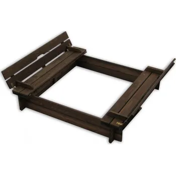 Pískoviště Dětské dřevěné pískoviště s poklopem a lavičkami 118x118 cm