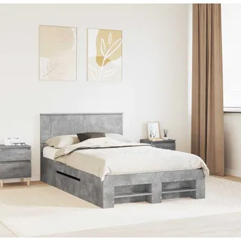Postel vidaXL Rám postele s čelo Betonově šedá 120 x 200 cm kompozitní dřevo [3408777]