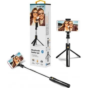 Selfie tyč Selfie tyč ALIGATOR HA12 s tripodem, černá