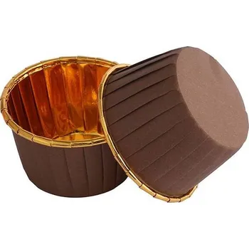 Potravinová fólie Košíčky na muffiny hnědé s pevným okrajem 50x39mm 100ks - Cakesicq