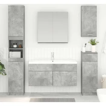 Koupelnový nábytek vidaXL Skříňka pod umyvadlo s úložištěm Betonově šedá kompozitní dřevo [880438]