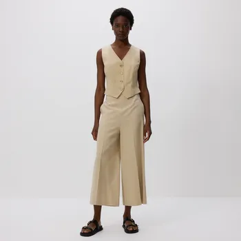 Dámské kalhoty Reserved - Kalhoty culottes s příměsí viskózy - béžová - 8396B-08X - 8396B-08X-XL-3