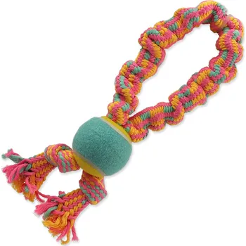 Hračka pro psa Hračka Dog Fantasy přetahovadlo s tenisákem barevný vzor 1, 2 knoty 32 cm