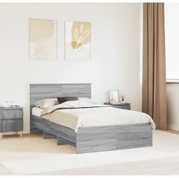 Postel vidaXL Rám postele s čelo Šedá Sonoma 137 x 203 cm kompozitní dřevo [3408863]