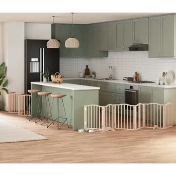 klec pro psa vidaXL Zábrana pro psy s dvířky skládací 12 panelů 600 cm topol [3155598] Barva: Přírodní