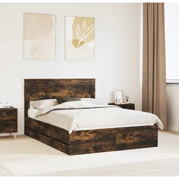 Postel vidaXL Rám postele s čelo Kouřový dub 150 x 200 cm Inženýrské dřevo [3409841]