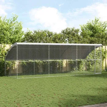 klec pro psa vidaXL Psí kennel s úložištěm 3 pcs Stříbrná 6 x 2 x 2 m Ocel [3368329]