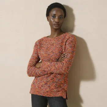 Dámský svetr Buklé pulovr s lodičkovým výstřihem oranžová 38/40