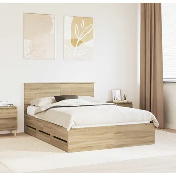 Postel vidaXL Rám postele s čelo Sonoma dub 140 x 190 cm Inženýrské dřevo [3410702]