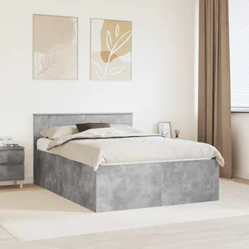 Postel vidaXL Rám postele s čelo Betonově šedá 150 x 200 cm kompozitní dřevo [3408567]